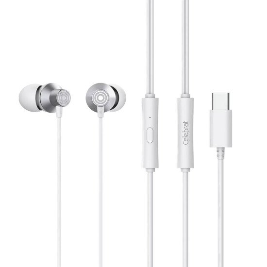 Celebrat D15 Stereo Earphone w/ Type-C Plug (white) Celebrat D15 Stereo Earphone w/ Type-C Plug (white)