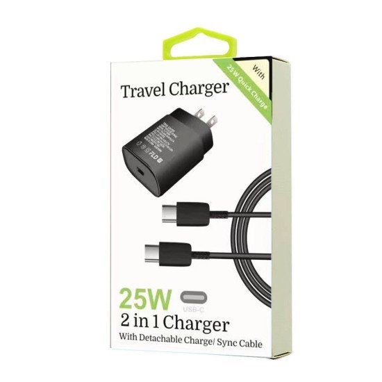 25W Type-C to Type-C 2 in 1 Fast Charger (black) 25W Type-C to Type-C 2 in 1 Fast Charger (black)