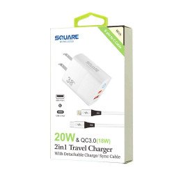 38W Dual Port Home Charger w/ 8 Pins to C Cable