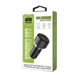 PD 30W + QC3.0 Dual Port Car Adapter (black)