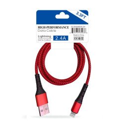 Pack of 12 Braided USB To 8 Pins Cable 3ft (red)