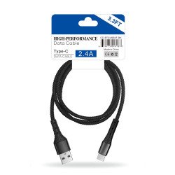 Pack of 12 Braided USB To C Cable 3ft (black)