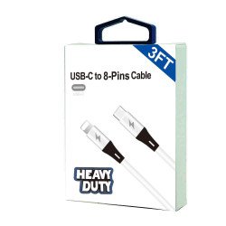 H.D 8-Pins to C 20W Quick Charge Cable 3FT (white)