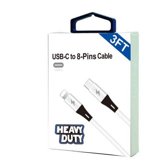 H.D 8-Pins to C 20W Quick Charge Cable 3FT (white) H.D 8-Pins to C 20W Quick Charge Cable 3FT (white)