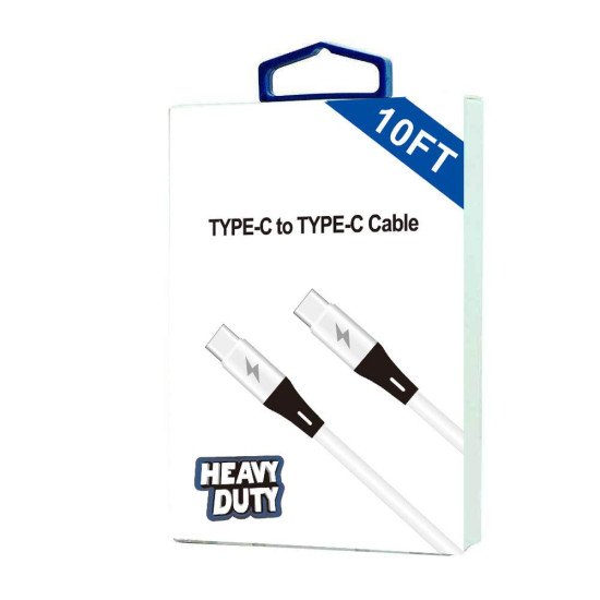 Heavy Duty Type-C to Type C 20W Quick Charge Cable 10FT (white) Heavy Duty Type-C to Type C 20W Quick Charge Cable 10FT (white)