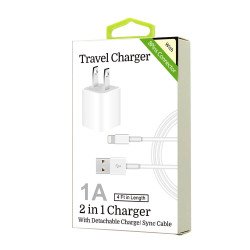 2 in 1 Home Charger w/ Extra length Cable for iPhones