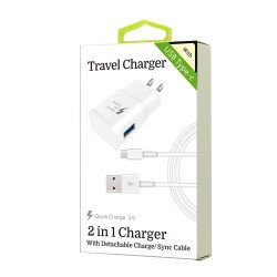 2 in 1 Charger for Android Type C (QC)