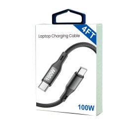 100W Braided C to C Fast Charge Cable for Laptop (black)