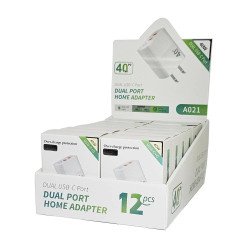 40W Dual C Port Home Adapter Display Box of 12pcs