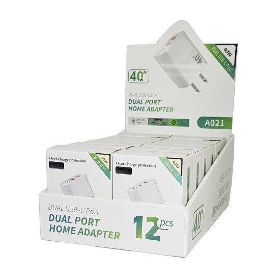 40W Dual C Port Home Adapter Display Box of 12pcs 40W Dual C Port Home Adapter Display Box of 12pcs