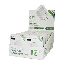 38W USB + C Home Adatpor Display Box of 12pcs
