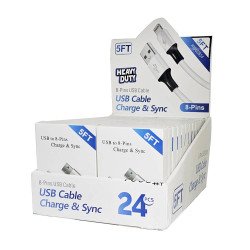 H.D USB to Lightning Cable (5ft) Display Box of 24pcs