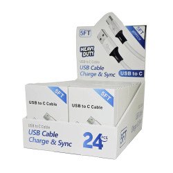 H.D USB to Type-C Cable (5ft) Display Box of 24pcs