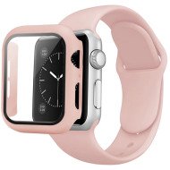 Silicone Band & Snap-on Case For iWatch 10th 42mm (rose gold)