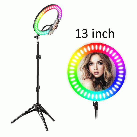 MJ36 13" RGB Selfie Ring Light w/ Tri-pod & Phone holder MJ36 13" RGB Selfie Ring Light w/ Tri-pod & Phone holder