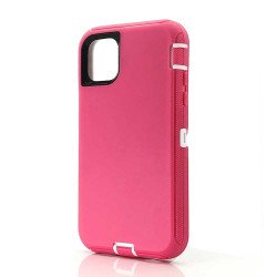Defender Case w/ Clip For iPhone 13 (pink+white)