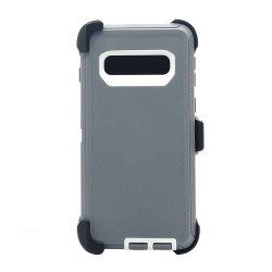 Defender Case w/ Clip For Samsung  S10 (grey+white)