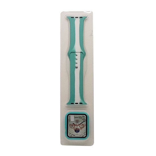 Stripe Silicone Band & Snap-on Case For iWatch 1/2/3 42mm (green) Stripe Silicone Band & Snap-on Case For iWatch 1/2/3 42mm (green)
