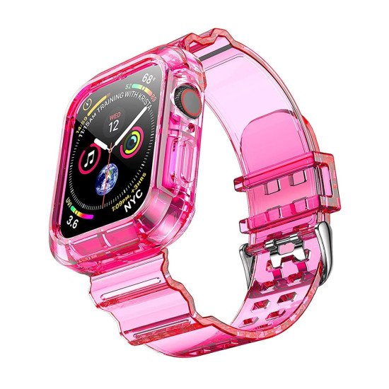 Clear Soft TPU Strap Band for iWatch 1/2/3 42mm (hotpink) Clear Soft TPU Strap Band for iWatch 1/2/3 42mm (hotpink)