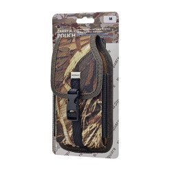 Vertical Leaf Camo Rugged Nylon Pouch w/ extra Clip (Medium)