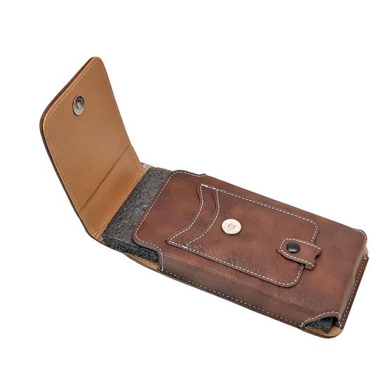 Vertical Brown Leather Pouch W/ Card Slot (XXL) Vertical Brown Leather Pouch W/ Card Slot (XXL)