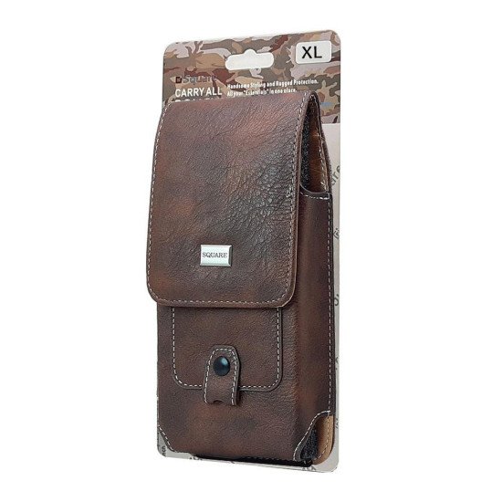 Vertical Brown Leather Pouch W/ Card Slot (XL) Vertical Brown Leather Pouch W/ Card Slot (XL)