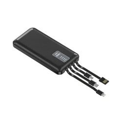 KP17 10k mAh Power Bank w/ Built-in Cable (black)