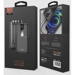 KPG101 10k mAh 22.5W Power Bank w/ Built-in Cable (black)