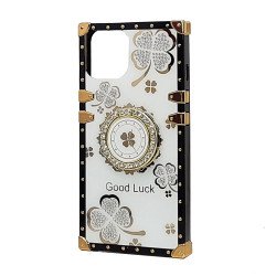 Clover Design TPU Ring Case for iPhone 15 Plus (white)