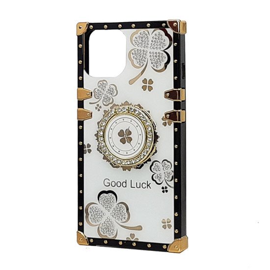 Clover Design TPU Ring Case for iPhone 15 Plus (white) Clover Design TPU Ring Case for iPhone 15 Plus (white)
