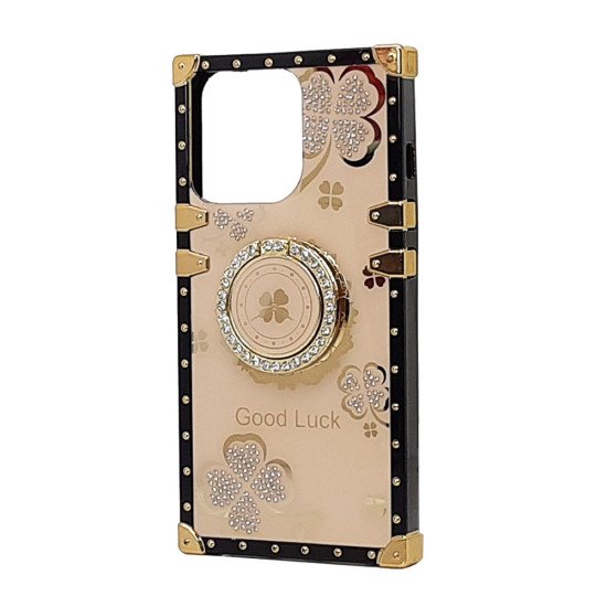 Clover Design TPU Ring Case for iPhone 15 Pro (rose gold) Clover Design TPU Ring Case for iPhone 15 Pro (rose gold)