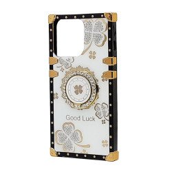 Clover Design TPU Ring Case for iPhone 15 Pro (white)